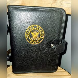 Vintage US Navy Enlistment  Portfolio And Planner Binder. Embroiderd US Navy.